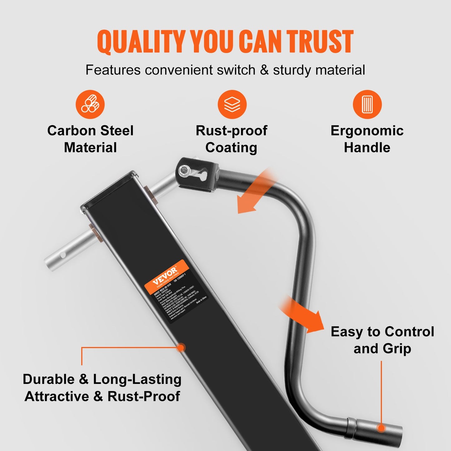 Domkraft, Domkraft för släpvagnstunga, svetsbar viktkapacitet på 12000 lb, Domkraftsstativ med handtag för lyft av husvagn, hästvagn, nyttosläp, yachtvagn