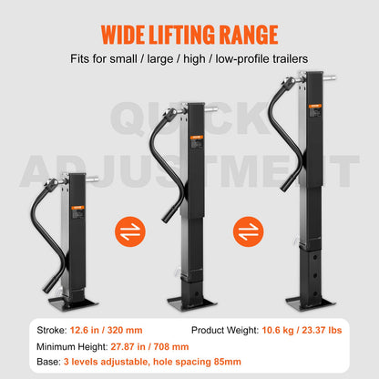 Domkraft, Domkraft för släpvagnstunga, svetsbar viktkapacitet på 12000 lb, Domkraftsstativ med handtag för lyft av husvagn, hästvagn, nyttosläp, yachtvagn