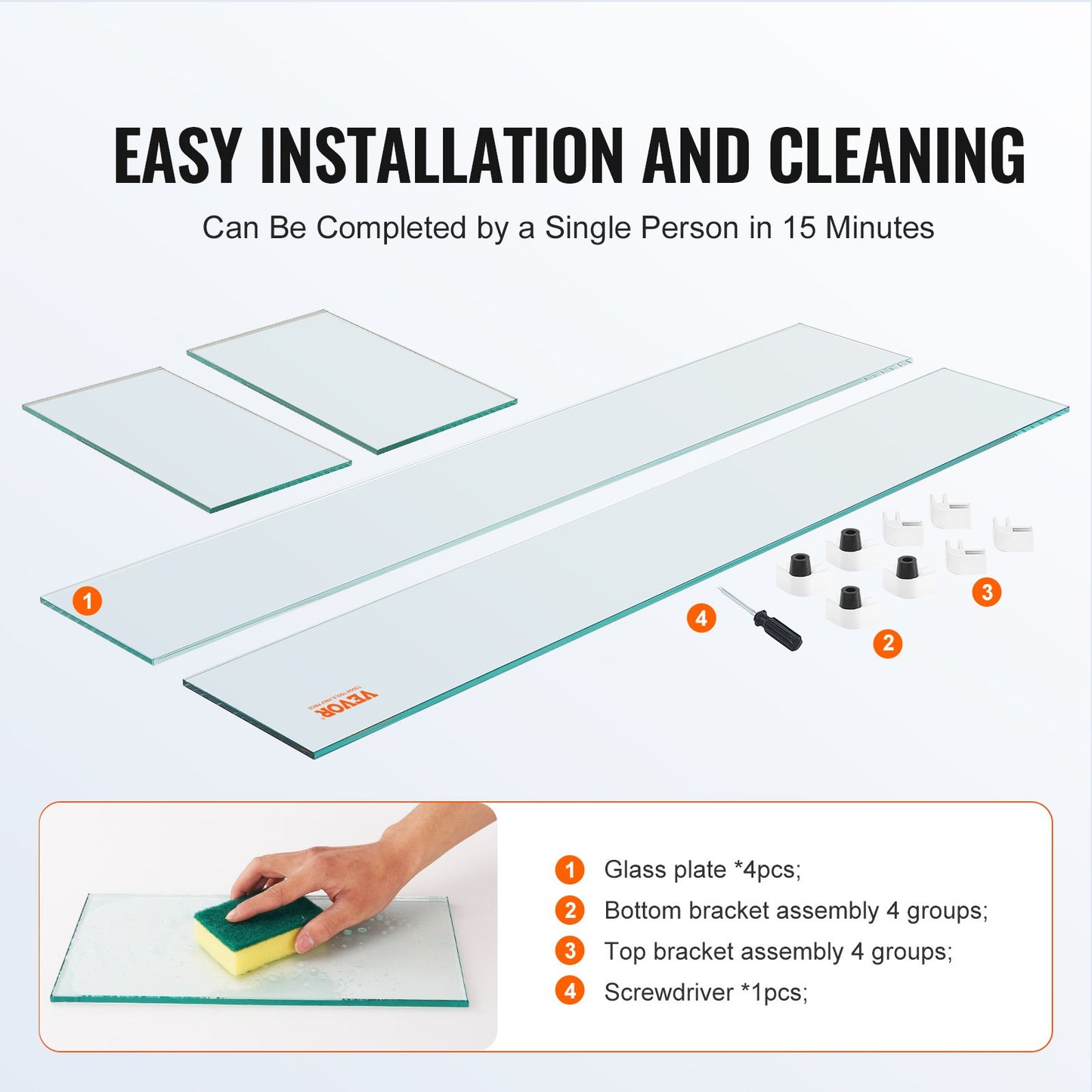 Glass Wind Guard for Rectangular Fire Pit Table 773 x 367 x 191 mm, 8mm Thick and Sturdy Tempered Glass Panel with Hard Aluminum Corner Bracket & Rubber Feet, Easy to Assemble