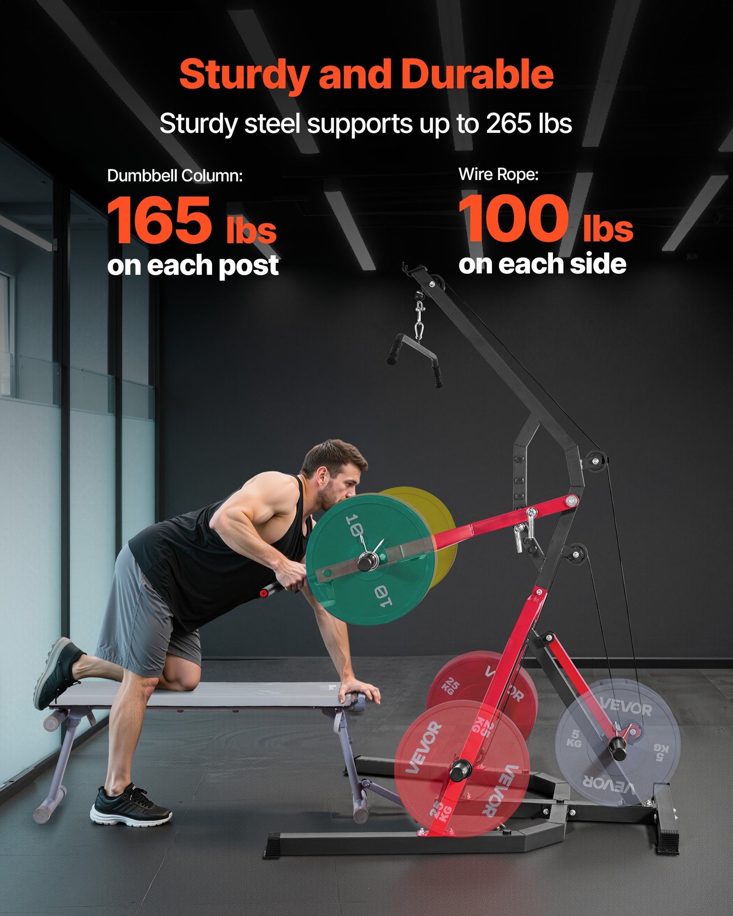 Home Gym Equipment, Leverage Gym with 2:1 Ratio LAT Low Row System, Strength Training Machine for Squats Deadlifts Bench Press Bicep Curls, Home Gym Machine, Adjustable Full Body Workout Station