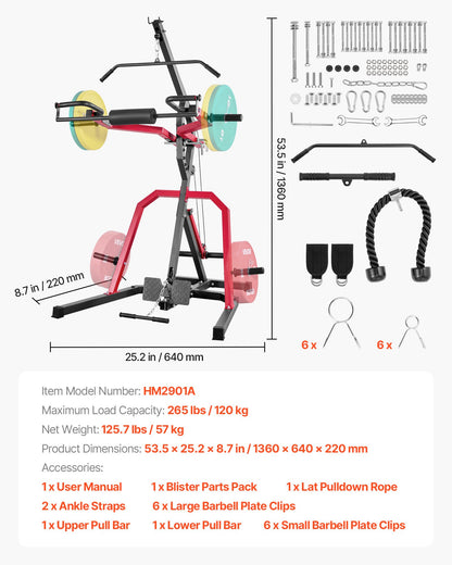 Home Gym Equipment, Leverage Gym with 2:1 Ratio LAT Low Row System, Strength Training Machine for Squats Deadlifts Bench Press Bicep Curls, Home Gym Machine, Adjustable Full Body Workout Station