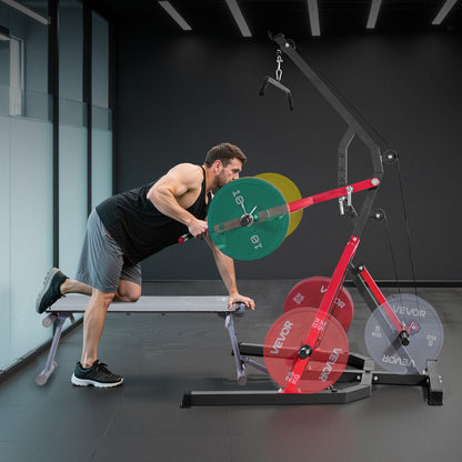 Hemmagymutrustning, Utnyttja gym med 2:1-förhållande LAT Low Row-system, Styrketräningsmaskin för knäböj, marklyft, bänkpress, bicepscurls, Hemmagymmaskin, Justerbar träningsstation för hela kroppen