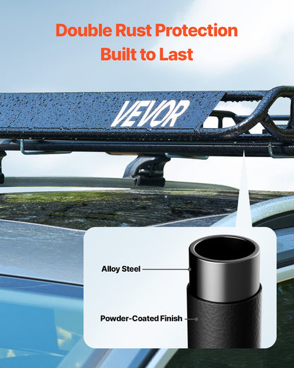 Roof Rack Basket, 64 x 50 x 4.1 in, Universal Rooftop Cargo Carrier with Two 35.4 x 39.4 in Cargo Net,150 lbs Max Car Top Luggage Holder, 4.1 in Fence, Anti-Rust Alloy Steel, for SUV Truck Car