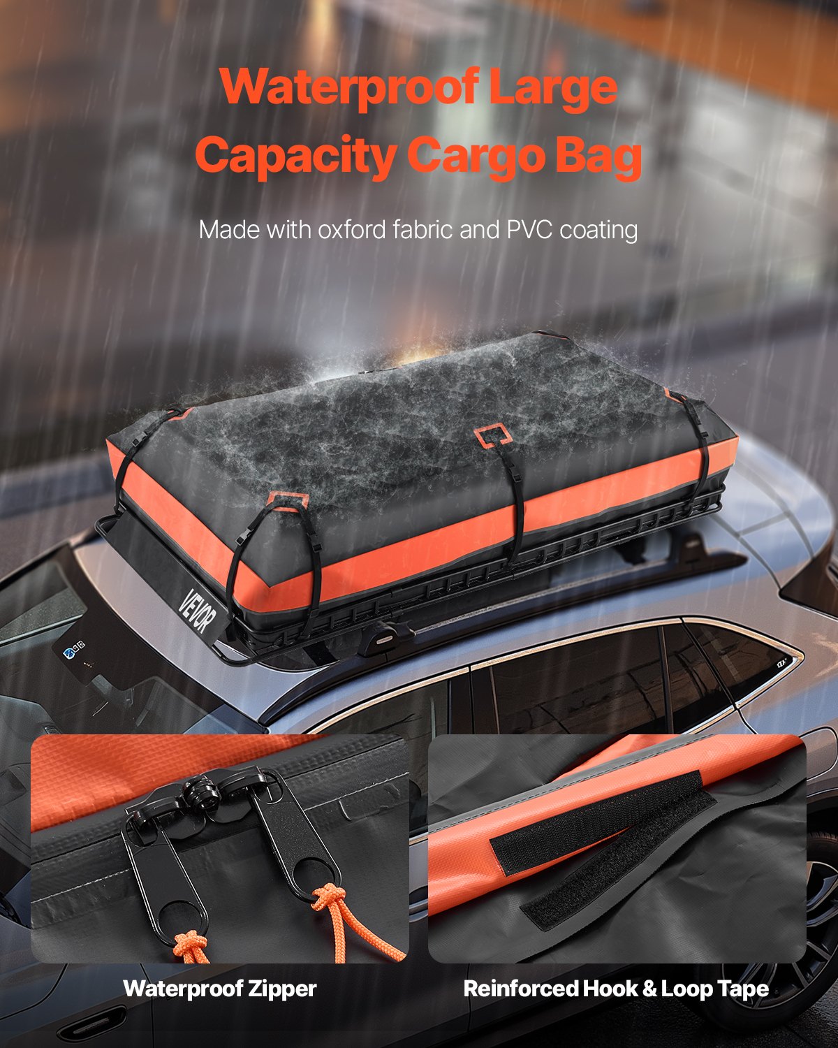 Roof Rack Basket, 84 x 39 x 4.1 in, Universal Rooftop Cargo Carrier with 7.9 x 3.9 x 10.2 in Cargo Bag, Net, Ratchet Straps, 250 lbs Max Load Capacity Car Top Luggage Holder, for SUV Truck Car