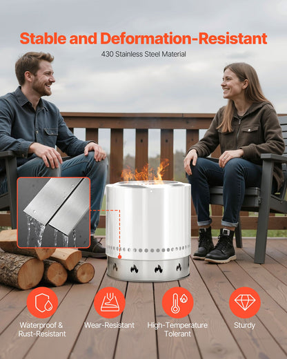 Eldstadsställ för solo-spis, 49,5 cm rökfri eldstadsring, rostfritt stål eldstad Ranger stödram tillbehör, bärbar utomhuscampinghållare verktyg för eldstad