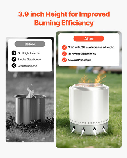 Eldstadsställ för solo-spis, 49,5 cm rökfri eldstadsring, rostfritt stål eldstad Ranger stödram tillbehör, bärbar utomhuscampinghållare verktyg för eldstad