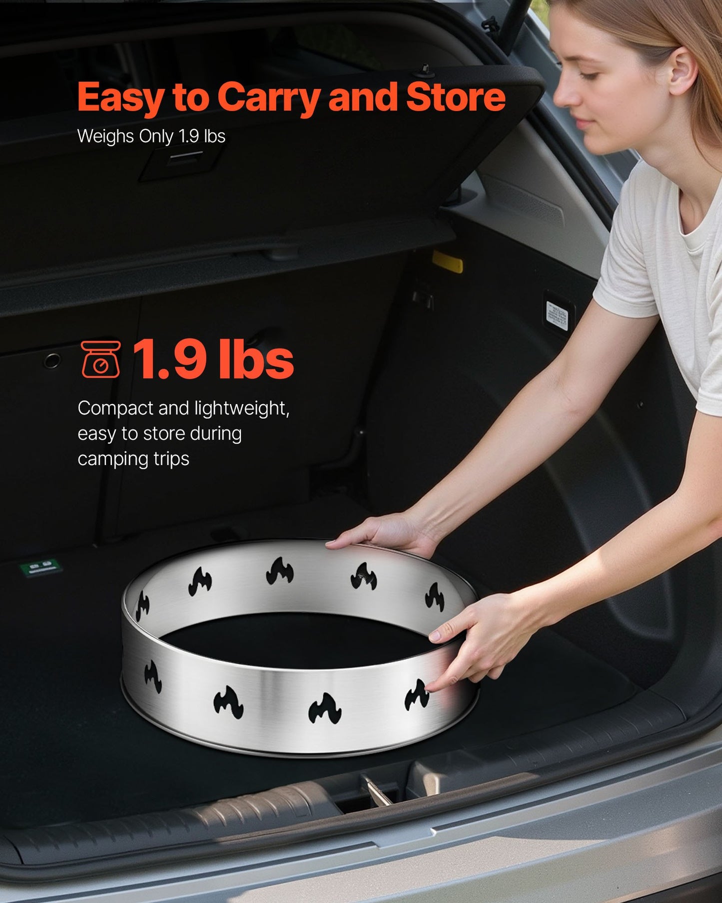 Eldstadsställ för solo-spis, 49,5 cm rökfri eldstadsring, rostfritt stål eldstad Ranger stödram tillbehör, bärbar utomhuscampinghållare verktyg för eldstad