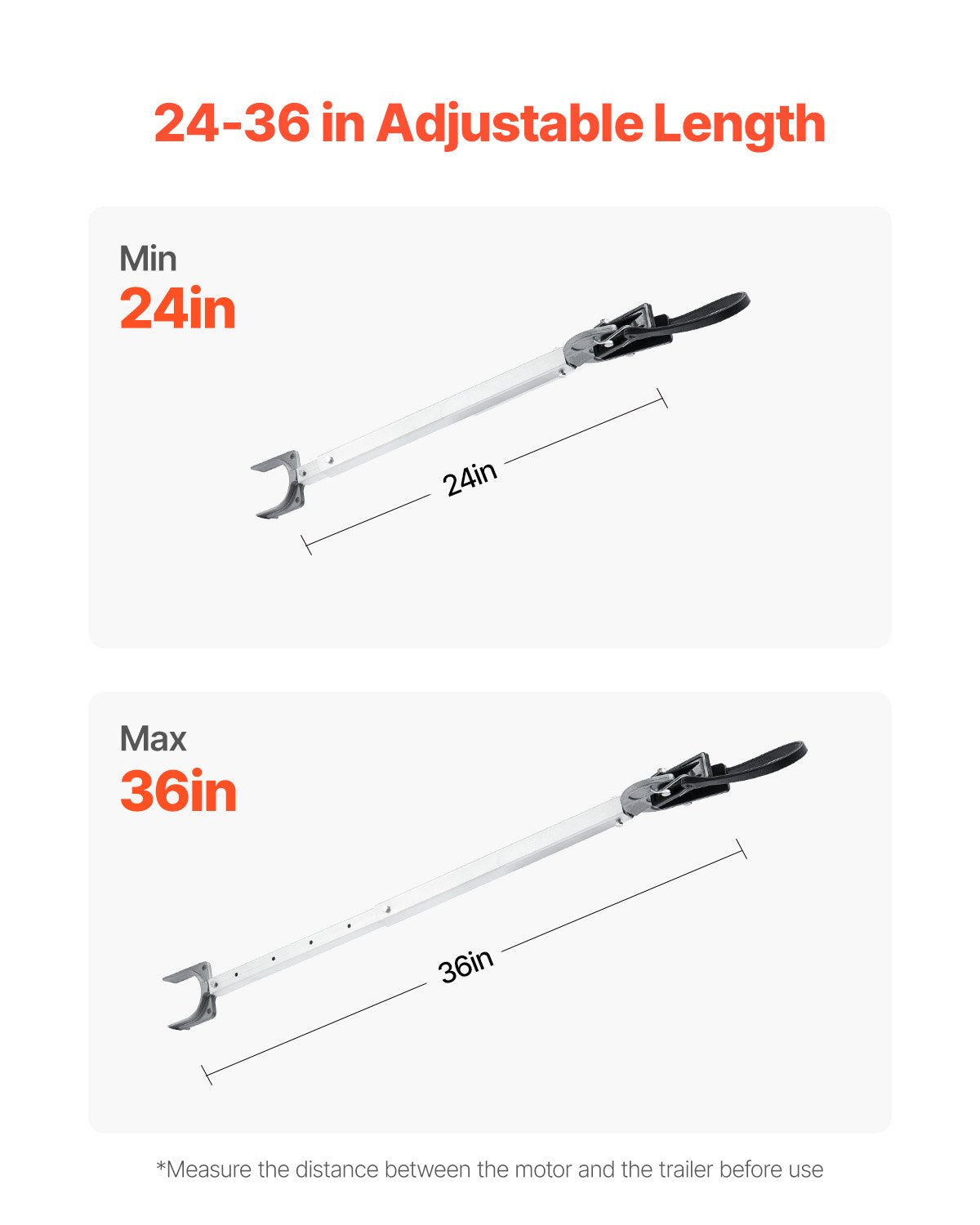 Transom Saver, 24-36 in, Adjustable Boat Transom Saver with Composite Head, Corrosion-Resistant Easy-to-Install Transom Savers for Less Than 100 HP Outboard Motor , Fit for Roller & Trailer