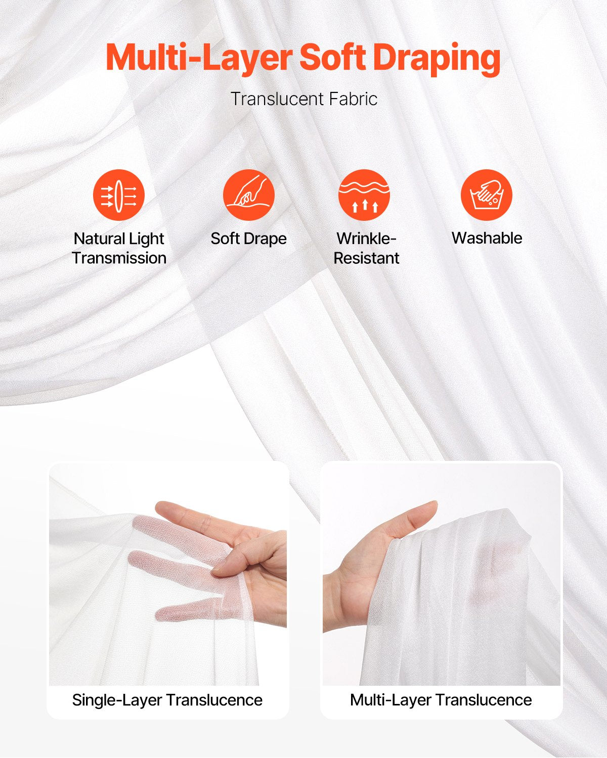 Konstgjorda bröllopsblommor, vita bröllopsblommor med draperier (4-pack) - 2 st blomsterarrangemang, 2 st transparenta draperier, för ceremonibuketter, mottagningsbakgrund