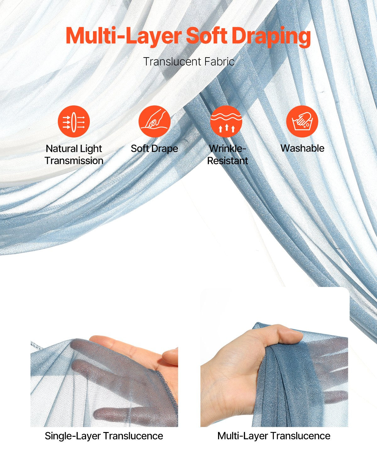 Konstgjorda bröllopsblommor, blå bröllopsblommor med draperier (4-pack) - 2 st blomsterarrangemang, 2 st transparenta draperier, för ceremonibuketter, mottagningsbakgrund