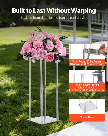 Wedding Flower Stand, 10PCS 50cm Column Flower Stand, Floral Stands with Acrylic Laminate, Cylindrical Cubic Floral Display Rack for Wedding, Party, Birthday, Home, Centerpiece Stands