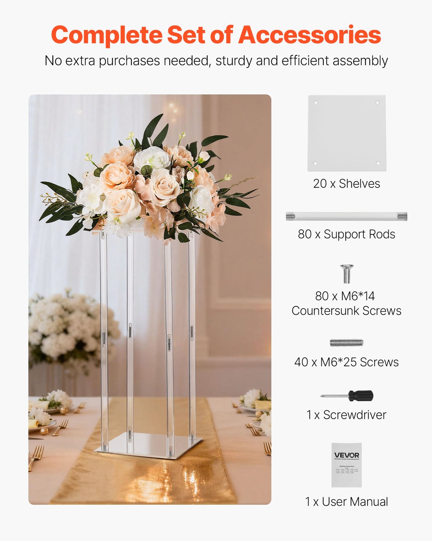 Wedding Flower Stand, 10PCS 50cm Column Flower Stand, Floral Stands with Acrylic Laminate, Cylindrical Cubic Floral Display Rack for Wedding, Party, Birthday, Home, Centerpiece Stands