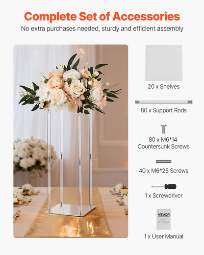 Wedding Flower Stand, 10PCS 50cm Column Flower Stand, Floral Stands with Acrylic Laminate, Cylindrical Cubic Floral Display Rack for Wedding, Party, Birthday, Home, Centerpiece Stands