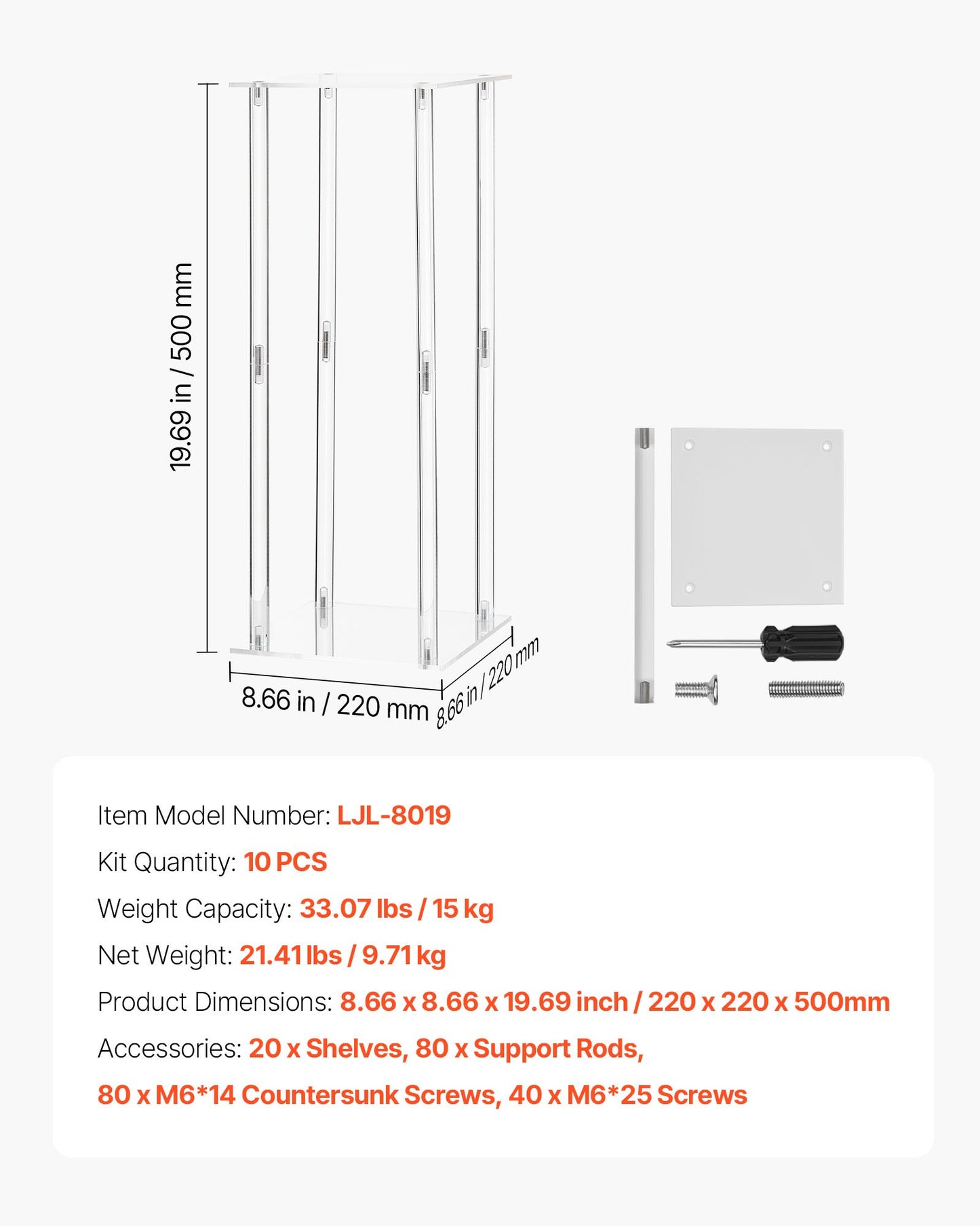 Wedding Flower Stand, 10PCS 50cm Column Flower Stand, Floral Stands with Acrylic Laminate, Cylindrical Cubic Floral Display Rack for Wedding, Party, Birthday, Home, Centerpiece Stands