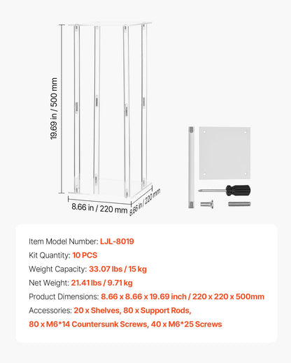 Wedding Flower Stand, 10PCS 50cm Column Flower Stand, Floral Stands with Acrylic Laminate, Cylindrical Cubic Floral Display Rack for Wedding, Party, Birthday, Home, Centerpiece Stands