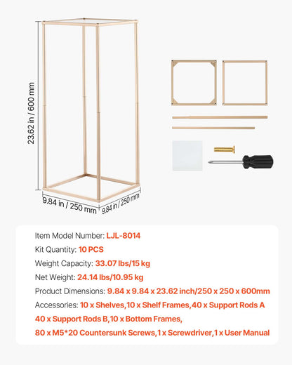 Wedding Flower Stand, 10PCS 60cm Column Flower Stand, Floral Stands with Acrylic Laminate, Gold Rectangular Floral Display Rack for Wedding, Party, Birthday, Home, Gold Centerpiece Stands