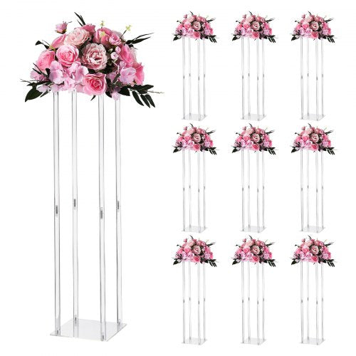 Wedding Flower Stand, 10PCS 80cm Column Flower Stand, Floral Stands with Acrylic Laminate, Cylindrical Cubic Floral Display Rack for Wedding, Party, Birthday, Home, Centerpiece Stands