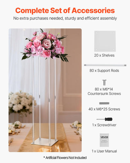 Wedding Flower Stand, 10PCS 80cm Column Flower Stand, Floral Stands with Acrylic Laminate, Cylindrical Cubic Floral Display Rack for Wedding, Party, Birthday, Home, Centerpiece Stands