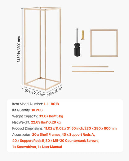 Wedding Flower Stand, 10PCS 80cm Column Flower Stand, Floral Stands with Hidden Screw, Rectangular Cubic Floral Display Rack for Wedding, Party, Birthday, Home, Gold Centerpiece Stands