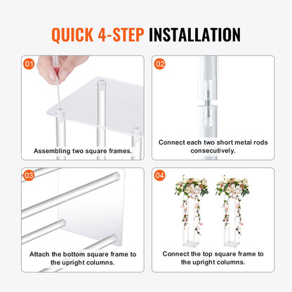 10 st 23,6 tum/60 cm höga bröllopsblomställ, med akryllaminat, akrylvaspelare geometriska mittpunktsställ, blomsterdisplayställ för T-scenevenemang mottagning, festdekoration hem