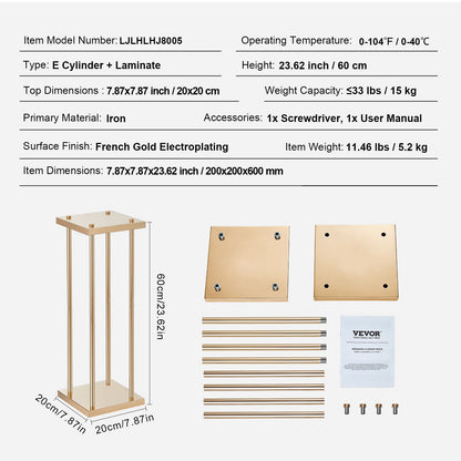4PCS Gold Metal Column Wedding Flower Stand, 23.6inch /60cm High With Metal Laminate, Vase Geometric Centerpiece Stands, Cylindrical Floral Display Rack for Events Reception, Party Road Leads
