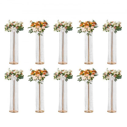 10PCS 35.43inch /90cm Tall Crystal Wedding Flowers Stand, Luxurious Centerpieces Flower Vases Crystal Gold Vase Metal, Perfect for T-stage Wedding Party Ceremony Dinner Event Hotel Home Decor