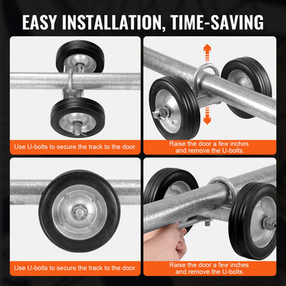 Sliding Gate Kit, 6” Rolling Gate Hardware Kit, Universal Sliding Gate Rollers Track Wheels, Heavy Duty Sliding Gate Guide Roller for Sliding Gates and Rolling Door,600 lbs Max. Load,Black