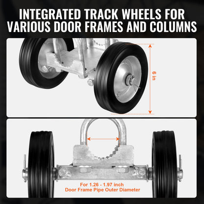 Skjutgrindssats, 15 cm rullgrindssats, universella justerbara skjutgrindsrullar, kraftig skjutgrindsstyrrulle för skjutgrindar och rullportar, 200 kg last, svart