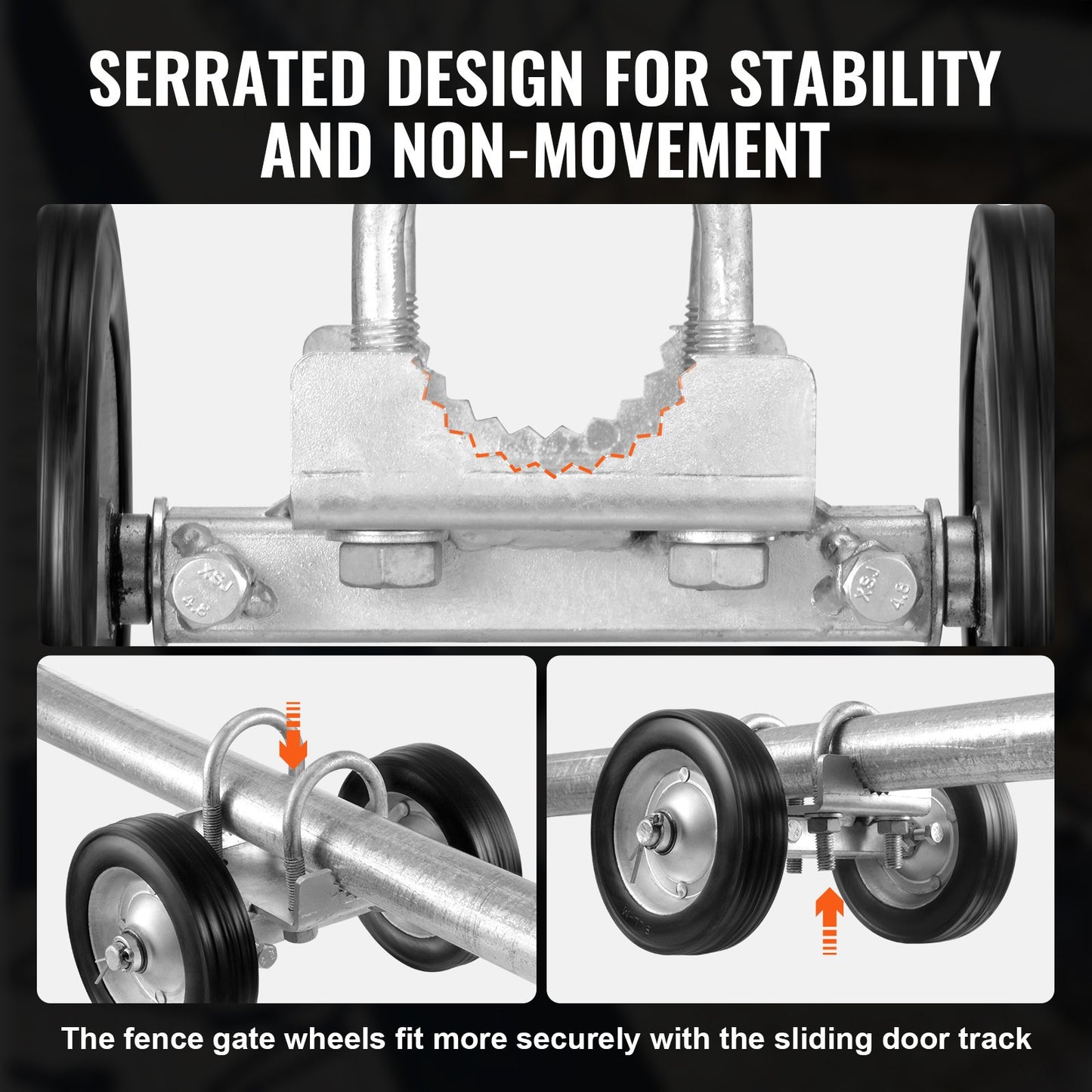 Skjutgrindssats, 15 cm rullgrindssats, universella justerbara skjutgrindsrullar, kraftig skjutgrindsstyrrulle för skjutgrindar och rullportar, 200 kg last, svart