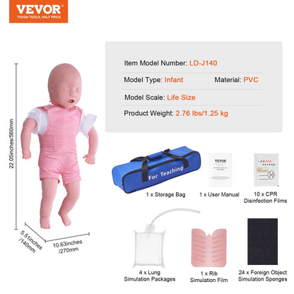 Infant CPR Training Manikin, Heimlich Maneuver and Cardiopulmonary Resuscitation (CPR) Practice, Professional Infant Airway Obstruction Training Manikin, Baby Infarction Model for Education