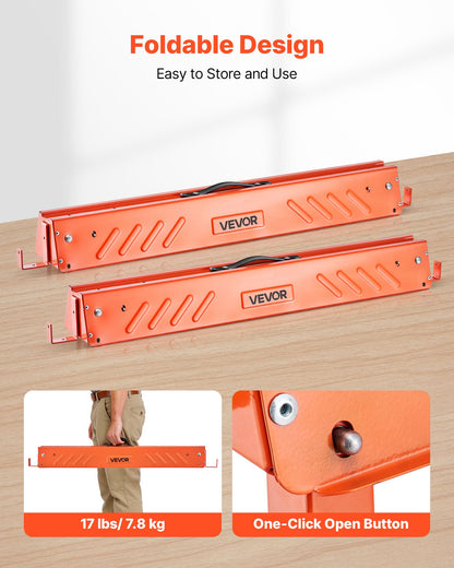 Sågbockar, 2-pack hopfällbara arbetsbockar, 299,4 kg lastkapacitet Sågbock med kraftiga ben, bärbar sågbock i helmetall med halkfria fotplattor, för träbearbetning, snickare och entreprenörer