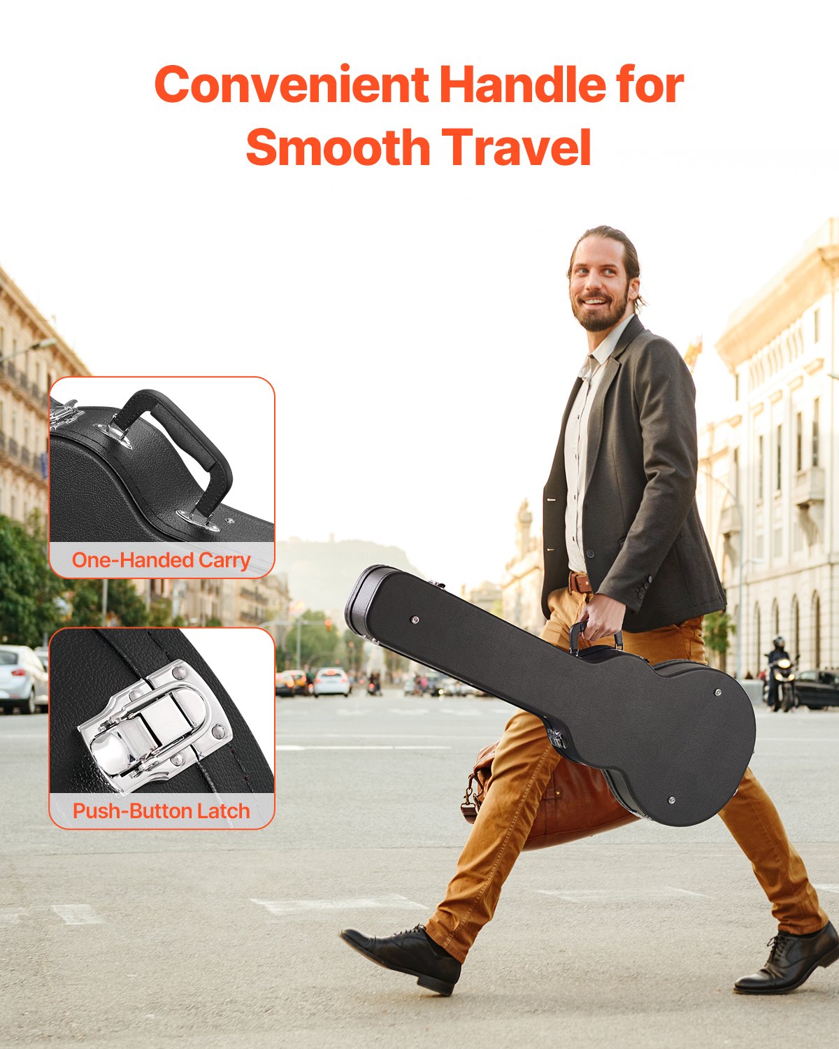 Electric Guitar Hard Case 41.34 in/105cm With Lock And Key for LES Paul Guitars