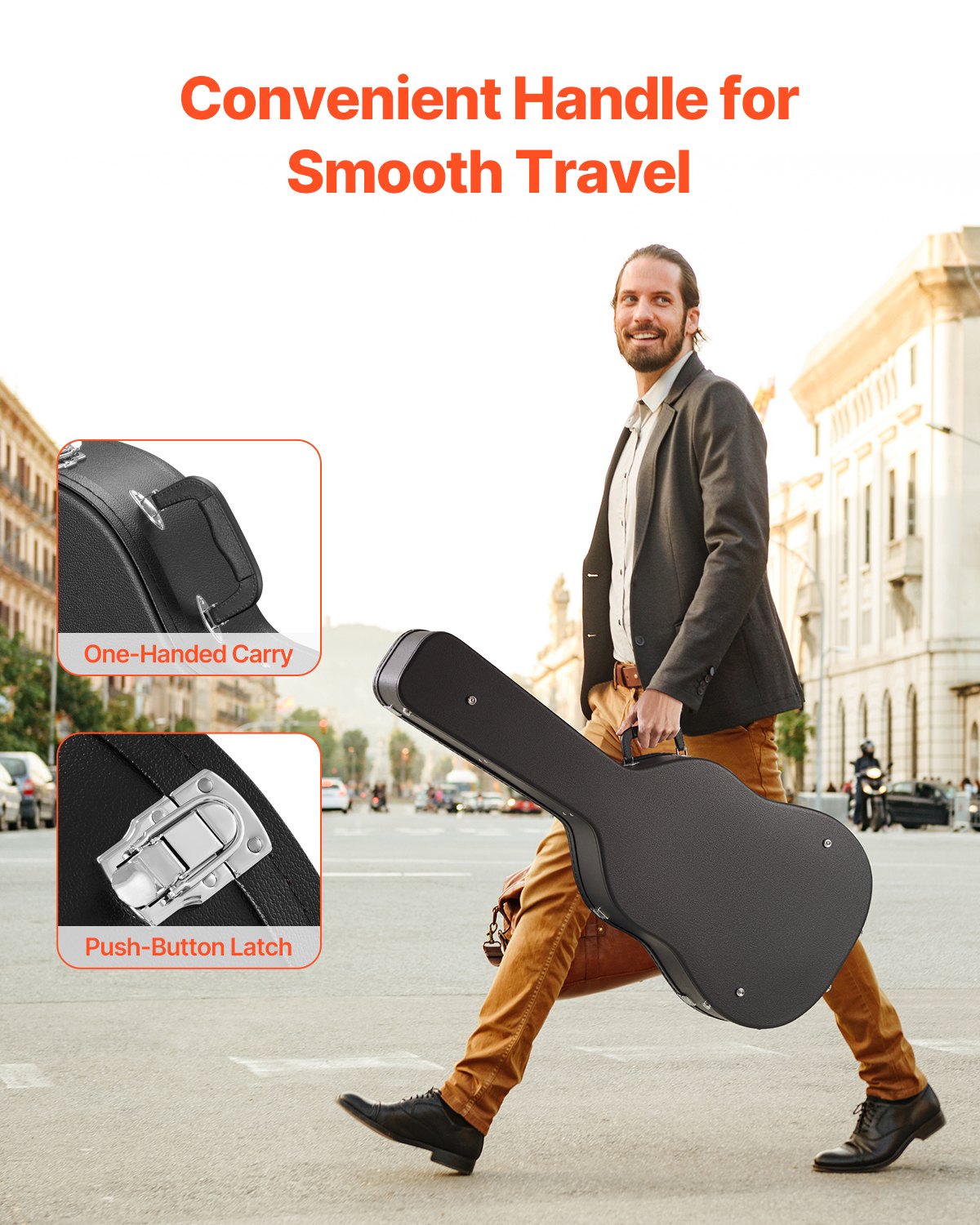 Acoustic Guitar Hard Case 43.31 in / 110 cm With Lock And Keys for Acoustic Guitar