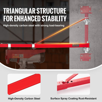 Electric Hoist Support Arm, 600 kg Max Load Capacity, Electric Hoist Holder Swing Arm, Steel Hoist Frame, 180° Swivel Scaffold Hoist Lifting Arm, Winch Hoist Arm for Lifting, Workshop, Garage