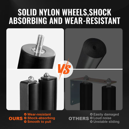 Skjutgrindssats, 6” rullgrindssats med C-fäste, kraftiga skjutgrindsrullar för Connect Tracks-dörrkarmar, skjutgrindsstyrrulle för skjutgrindar och rullportar, svart