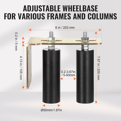 Sliding Gate Kit, 6” Rolling Gate Hardware Kit with L-Bracket, Universal Adjustable Sliding Gate Rollers, Heavy Duty Sliding Gate Guide Roller for Sliding Gates and Rolling Door,Black