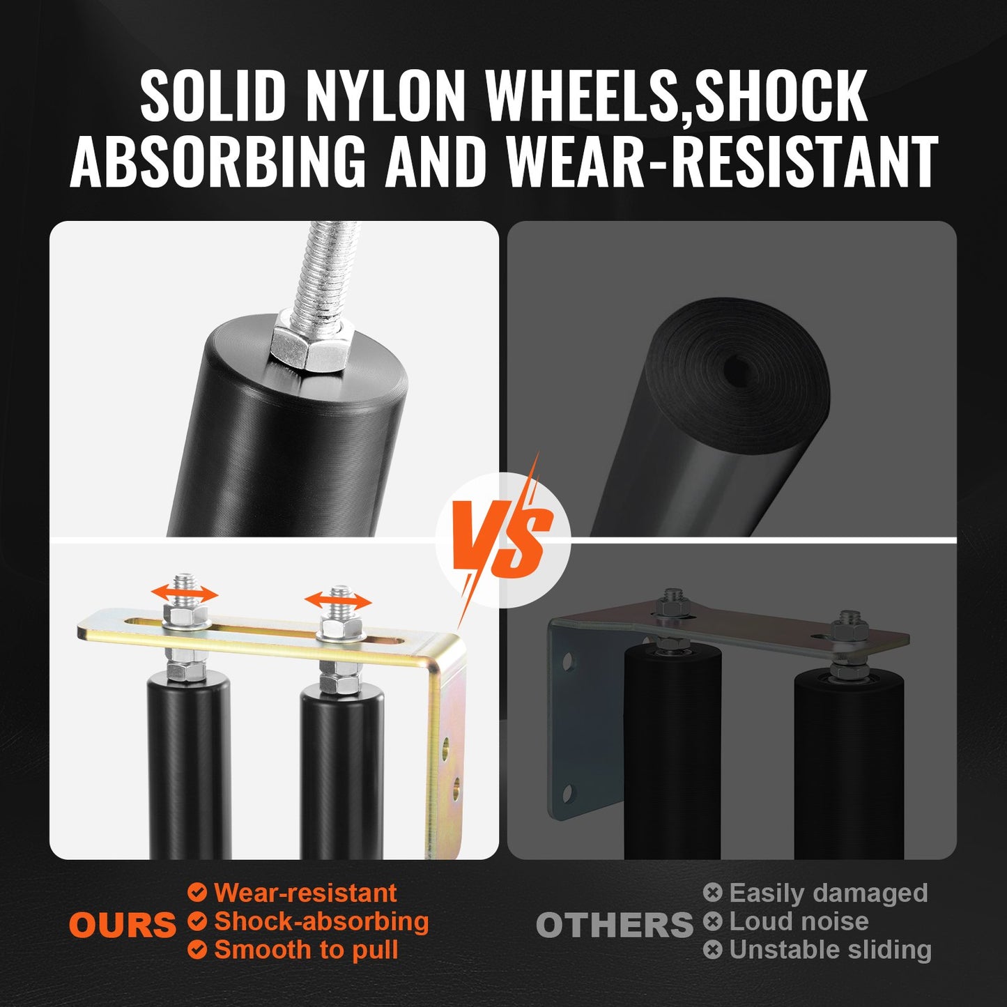 Sliding Gate Kit, 6” Rolling Gate Hardware Kit with L-Bracket, Universal Adjustable Sliding Gate Rollers, Heavy Duty Black Sliding Gate Guide Roller for Sliding Gates and Rolling Door