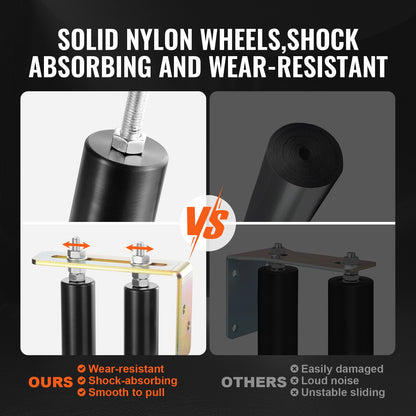 Sliding Gate Kit, 6” Rolling Gate Hardware Kit with L-Bracket, Universal Adjustable Sliding Gate Rollers, Heavy Duty Black Sliding Gate Guide Roller for Sliding Gates and Rolling Door