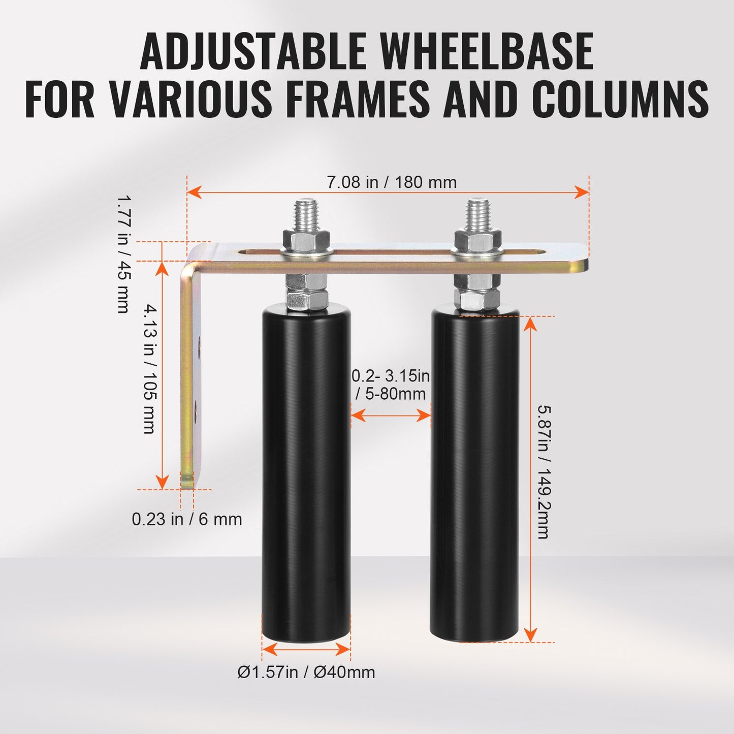 Sliding Gate Kit, 6” Rolling Gate Hardware Kit with L-Bracket, Universal Adjustable Sliding Gate Rollers, Heavy Duty Black Sliding Gate Guide Roller for Sliding Gates and Rolling Door