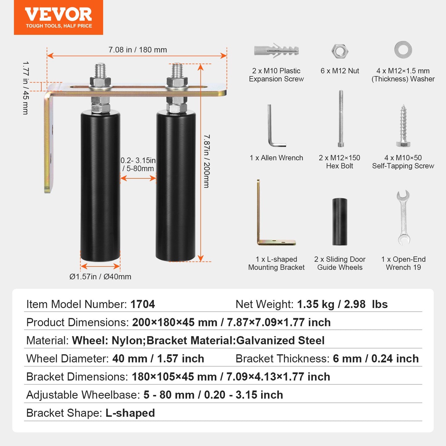 Sliding Gate Kit, 6” Rolling Gate Hardware Kit with L-Bracket, Universal Adjustable Sliding Gate Rollers, Heavy Duty Black Sliding Gate Guide Roller for Sliding Gates and Rolling Door