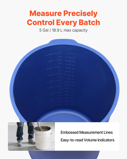 18.9L Bucket Liner for Concrete Mix, Reusable Silicone Mortar Bucket Liner for Thinset Paint Concrete Epoxy Mixing, Heavy-duty Grout Mixer Insert Tool with Graduated Measurements, Blue