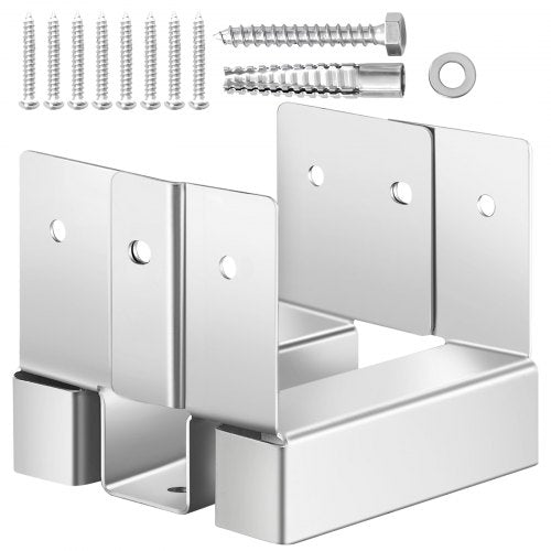 4x4 stolpfäste 10 st, innerstorlek 3,53x3,56 tum/89,6x90,5 mm betongstolpankare, kraftiga stolpfästen i förzinkat kolstål med 2,5 cm avståndshöjd, för betongpergolor och uteplatser