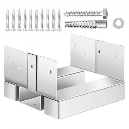 6x6 stolpfäste 10 st, innerstorlek 5,49x5,57 tum/139,5x141,5 mm betongstolpankare, kraftiga stolpfästen i förzinkat kolstål med 2,5 cm avståndshöjd, för betongpergolor/uteplatser