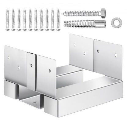 6x6 stolpfäste 10 st, innerstorlek 5,49x5,57 tum/139,5x141,5 mm betongstolpankare, kraftiga stolpfästen i förzinkat kolstål med 2,5 cm avståndshöjd, för betongpergolor/uteplatser