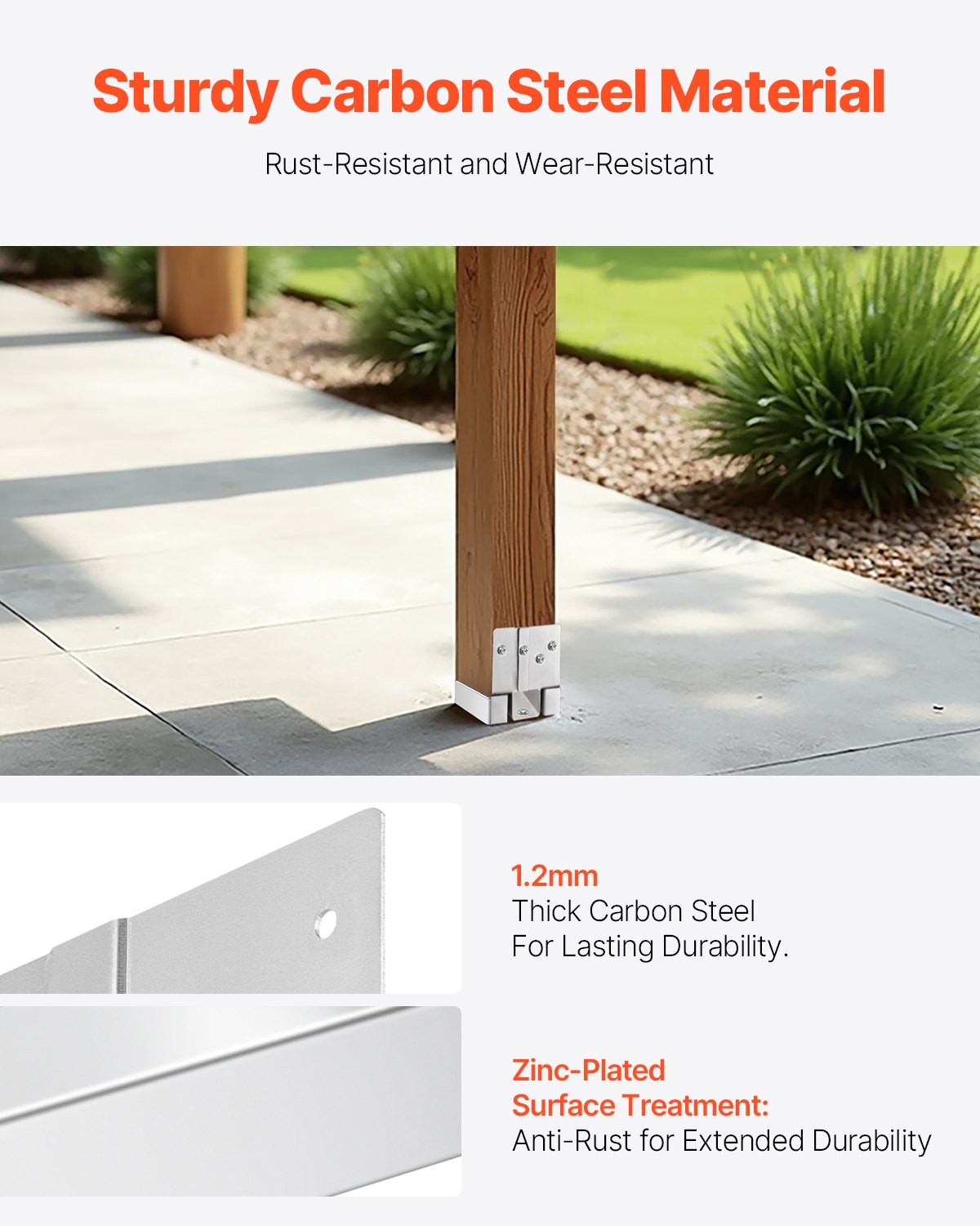 6x6 stolpfäste 10 st, innerstorlek 5,49x5,57 tum/139,5x141,5 mm betongstolpankare, kraftiga stolpfästen i förzinkat kolstål med 2,5 cm avståndshöjd, för betongpergolor/uteplatser