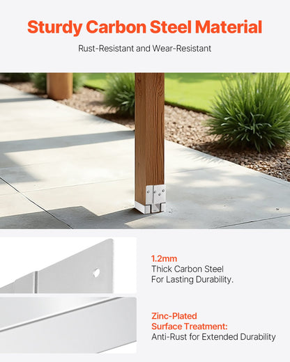 6x6 stolpfäste 10 st, innerstorlek 5,49x5,57 tum/139,5x141,5 mm betongstolpankare, kraftiga stolpfästen i förzinkat kolstål med 2,5 cm avståndshöjd, för betongpergolor/uteplatser