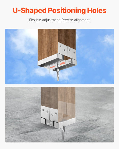 6x6 stolpfäste 10 st, innerstorlek 5,49x5,57 tum/139,5x141,5 mm betongstolpankare, kraftiga stolpfästen i förzinkat kolstål med 2,5 cm avståndshöjd, för betongpergolor/uteplatser