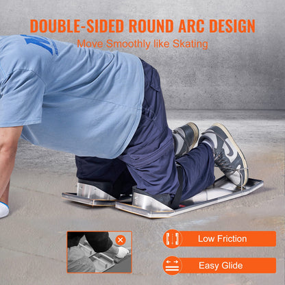 Concrete Knee Boards Stainless Steel, 28'' x 8'' Concrete Sliders, Knee Boards For Concrete, Concrete Knee Pads Moving Sliders, with Knee Pads & Board Straps for Cement and Concrete Finishing