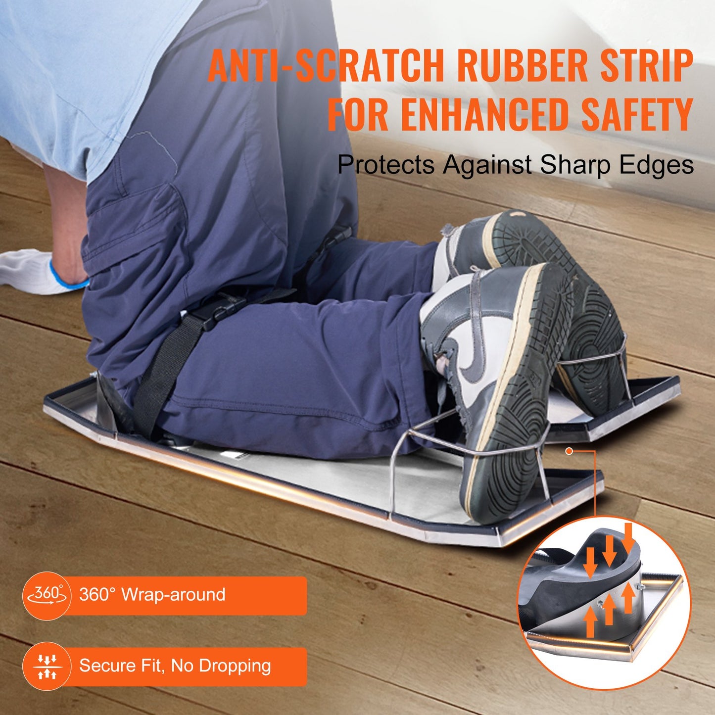 Concrete Knee Boards Stainless Steel, 30'' x 8'' Concrete Sliders, Knee Boards For Concrete, Concrete Knee Pads Moving Sliders, with Knee Pads & Board Straps for Cement and Concrete Finishing