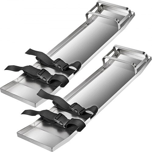 Concrete Knee Boards 30'' x 8'' Slider Knee Boards, Kneeler Board Stainless Steel Kneeboards, Concrete Sliders Pair Moving Sliders, with Concrete Board Straps for Cement and Concrete Finishi